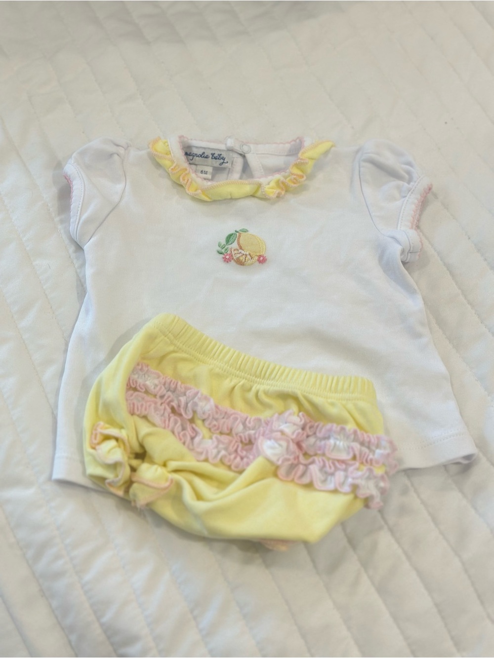 Magnolia Baby lemon outfit 6M